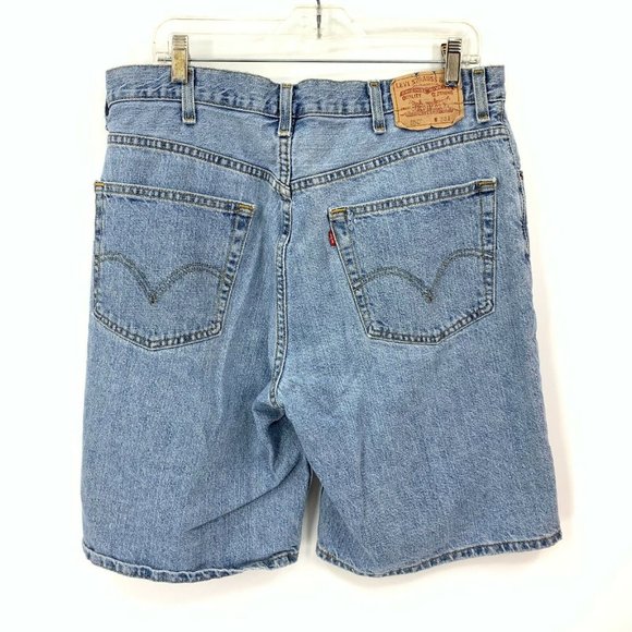 Levi 550 Denim Shorts Contruction Contractor Light Wash Jean Mens 38 - Picture 2 of 4